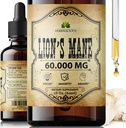 Lion's Mane Extract 2 fl oz Liquid - Natural Mushroom Supplement Tincture för hjärna, minne, Mental Clarity & Focus - Immune Support - High Potency Formel - 90-Day Supply