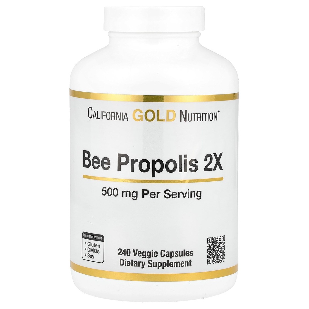 Kalifornien Gold Nutrition Bee Propolis 2X Potens, koncentrerad extrakt 500 mg, motsvarande 1000 mg naturlig propolis, stöd immun hälsa och vitalitet *, 240 Veggie kapslar
