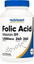 Nutricost Folic Acid (Vitamin B9) 1000 mcg, 240 kapslar