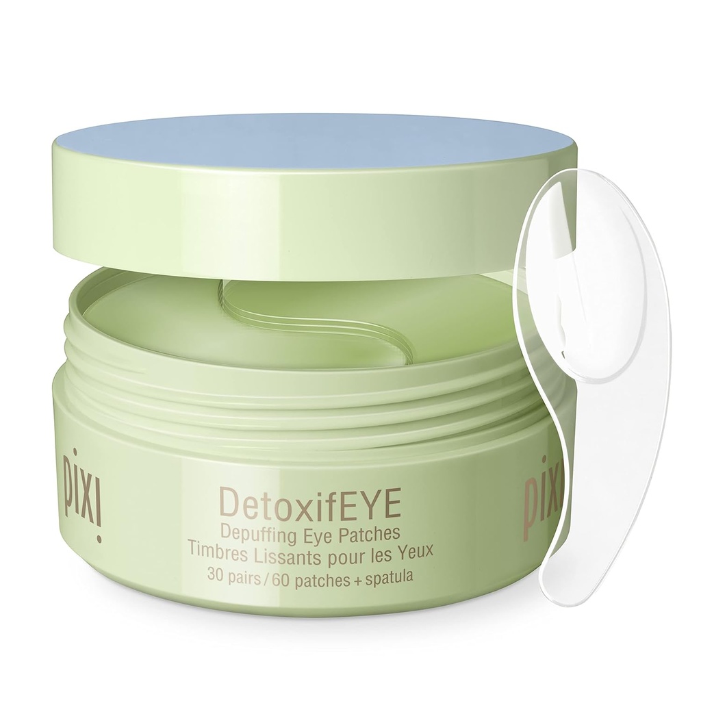 Pixi DetoxifEYE Depuffing Hydrogel Under-Eye Patches, Cucumber, Hyaluronic Acid & Caffeine för Puffy Eyes och Dark Circles, Hydrate Eye Area, 30 par, 60 Patches