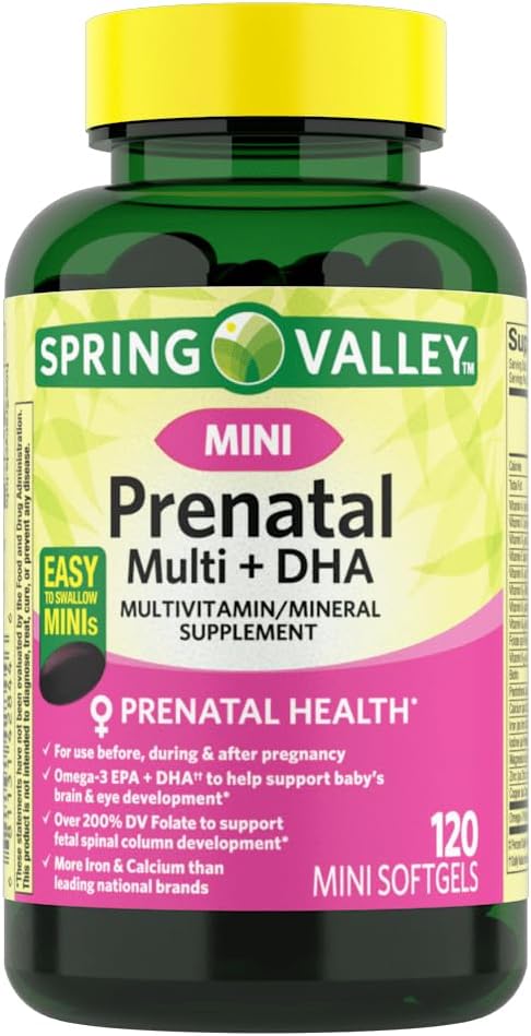 IKJ Mini Prenatal Multi + DHA Komplett Multivitamin/Multimineral Supplement Mini Softgels, 120 Count