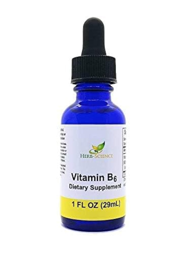 Flytande vitamin B6 droppar - Pyridoxin extrakt Dietary Supplement för att stödja hjärnfunktion, immunitet, nervsystem, hjärthälsa, metabolism - 500% DV, 36 portioner per flaska - 1 m. oz.