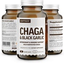 100% Real Wild Chaga Mushroom & Aged Black Garlic Powder Capsules - Antioxidant & Immune Support Supplement | Nordic Forest Chaga Mushrooms med svart vitlök | No Fillers | 1500mg kapslar | 90 ct
