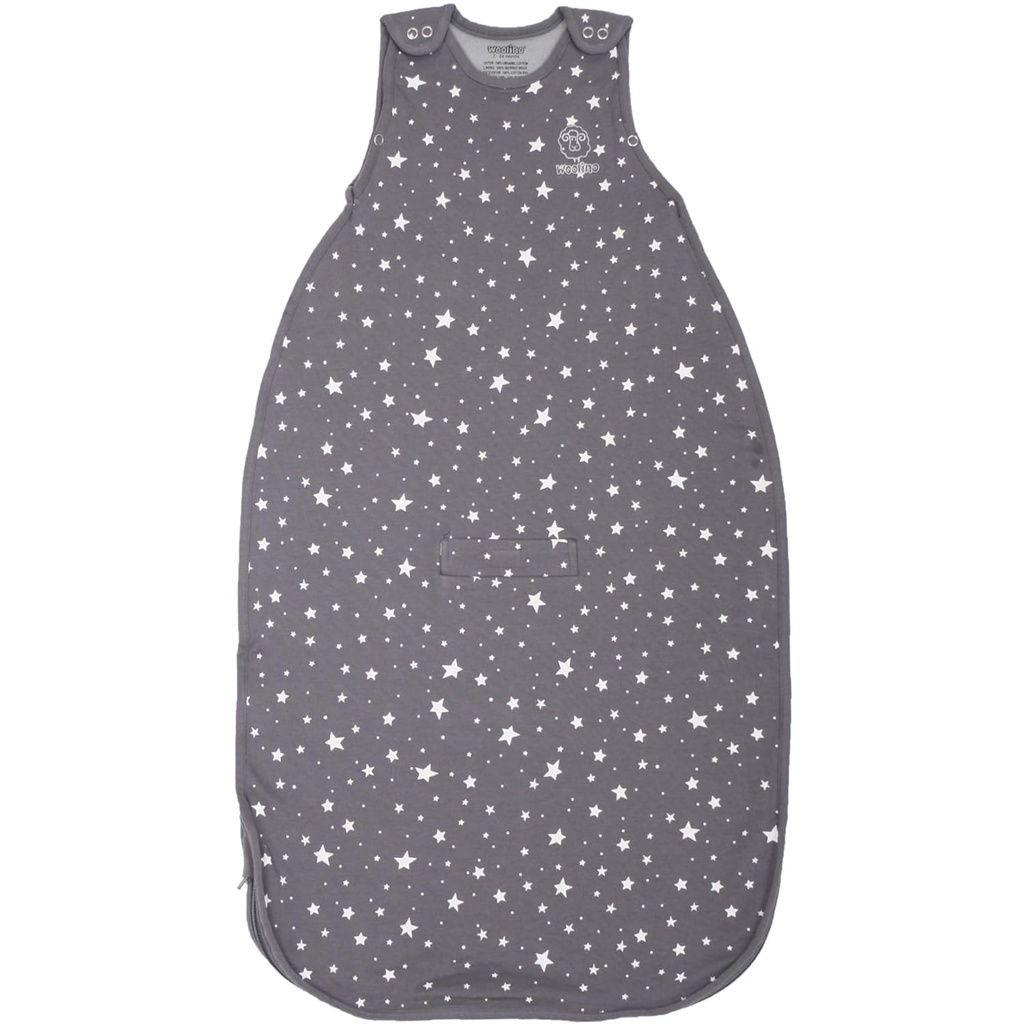 Woolino Toddler Sleeping Sack, 4 säsong, Merino Wool och ekologisk bomull, Baby Sleep Bag, 2-4 år, Star Gray