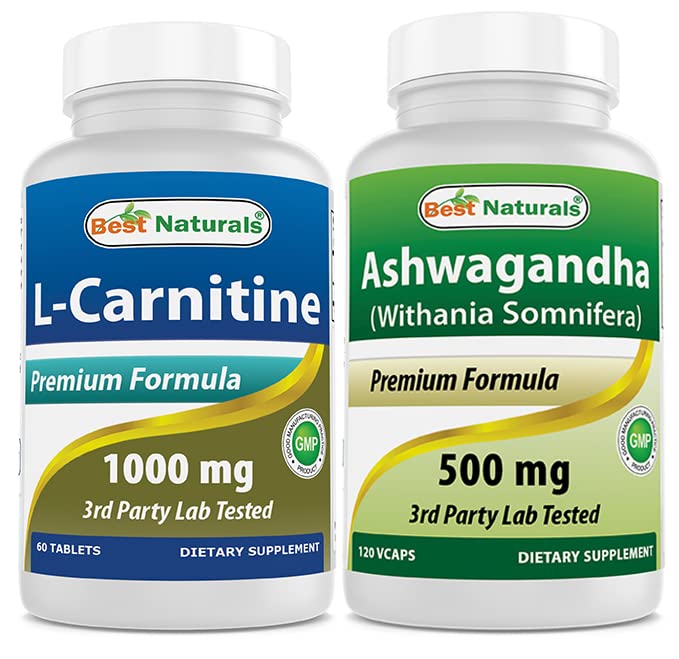Bästa naturliga L-karnitin 1000mg & Ashwagandha Extract 500 Mg