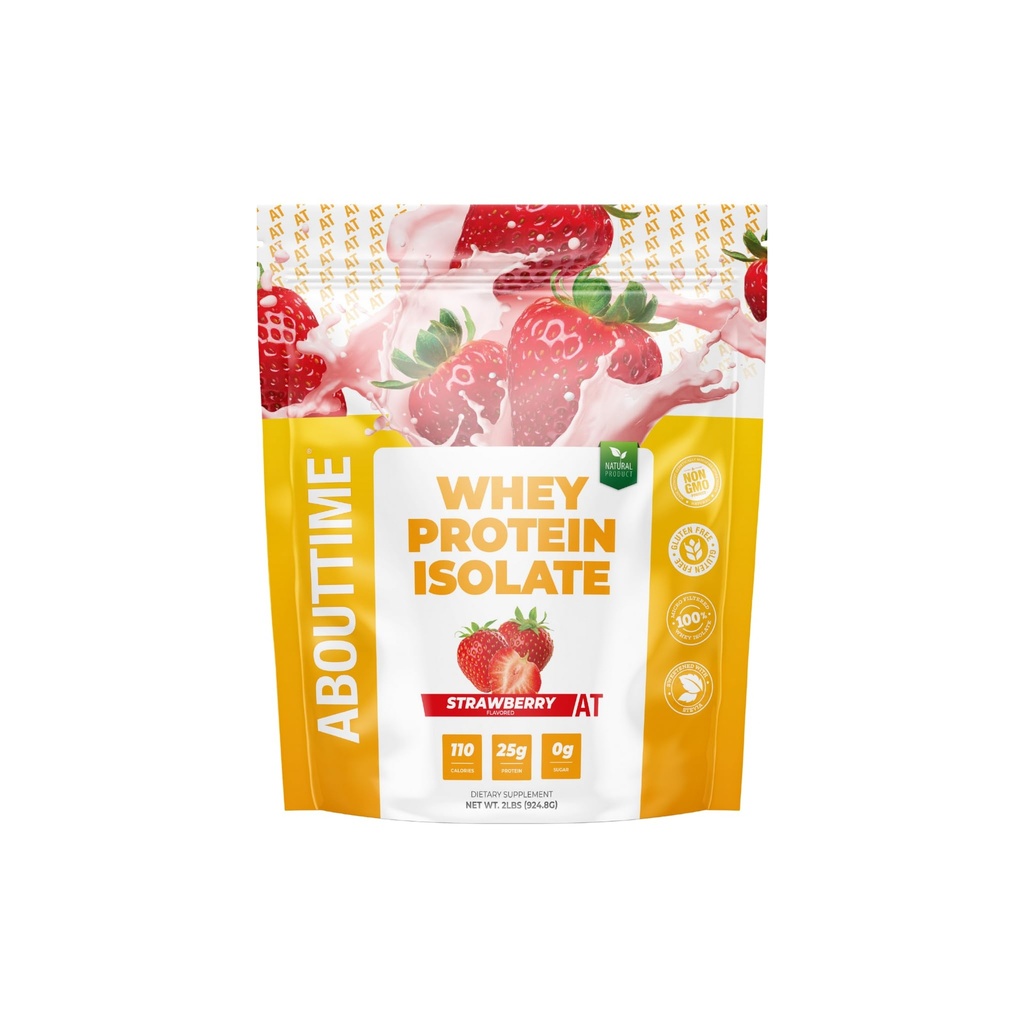Om Time Whey Protein Isolate Powder 25g Strawberry, naturliga ingredienser, icke-GMO, Gluten-Free, Laktosfri, Zero Sugar, Low Carb, 32 portioner