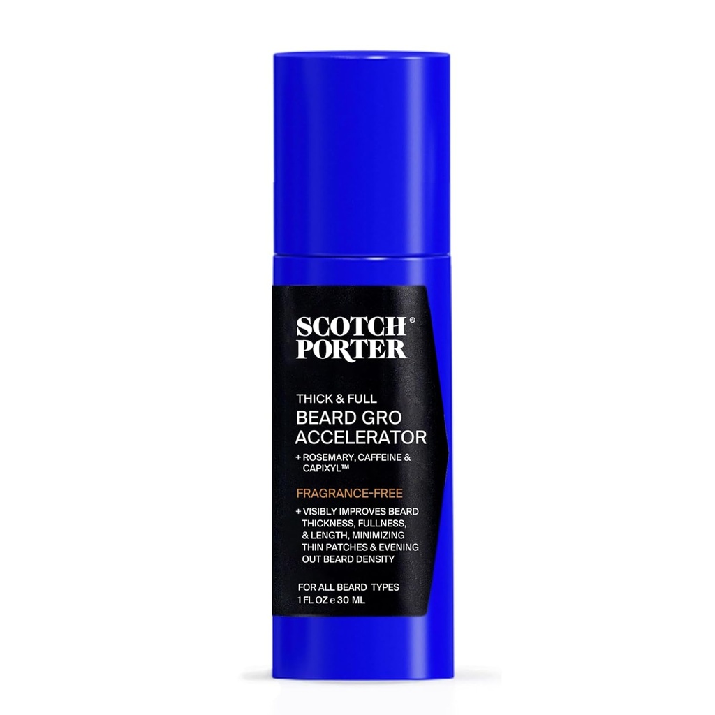 Scotch Porter Thick & Full Beard Gro Accelerator med Capixyl, Caffeine & Rosemary - Stimulerar & Stärker Follikles för en tjockare, Fuller Beard - 1 oz