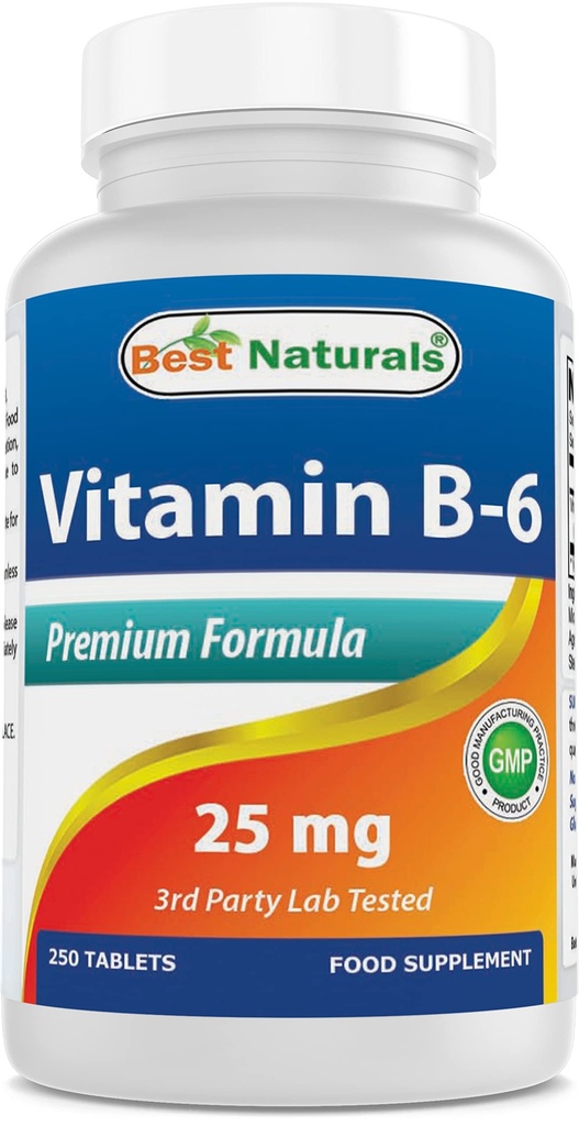 Bästa naturliga vitamin B-6 25 Mg tabletter, 250 greve