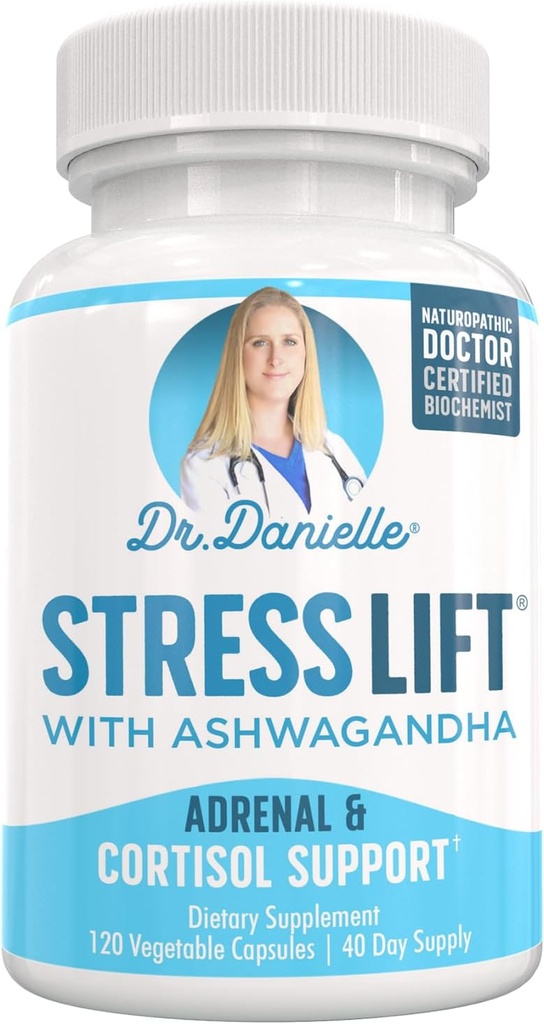 Stress Lift | Best Ashwagandha Supplement - 5 in 1 Organic Stress Relief, Adrenal Support, Joy, Mood & Thyroid Support | Relax The Mind, Boost Mood, Relieve Stress 120 Vegan Capsules