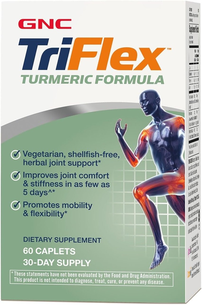 GNC TriFlex gurkmeja Formel, förbättrar gemensam komfort och styvhet, främjar rörlighet och flexibilitet, 60 kappslar