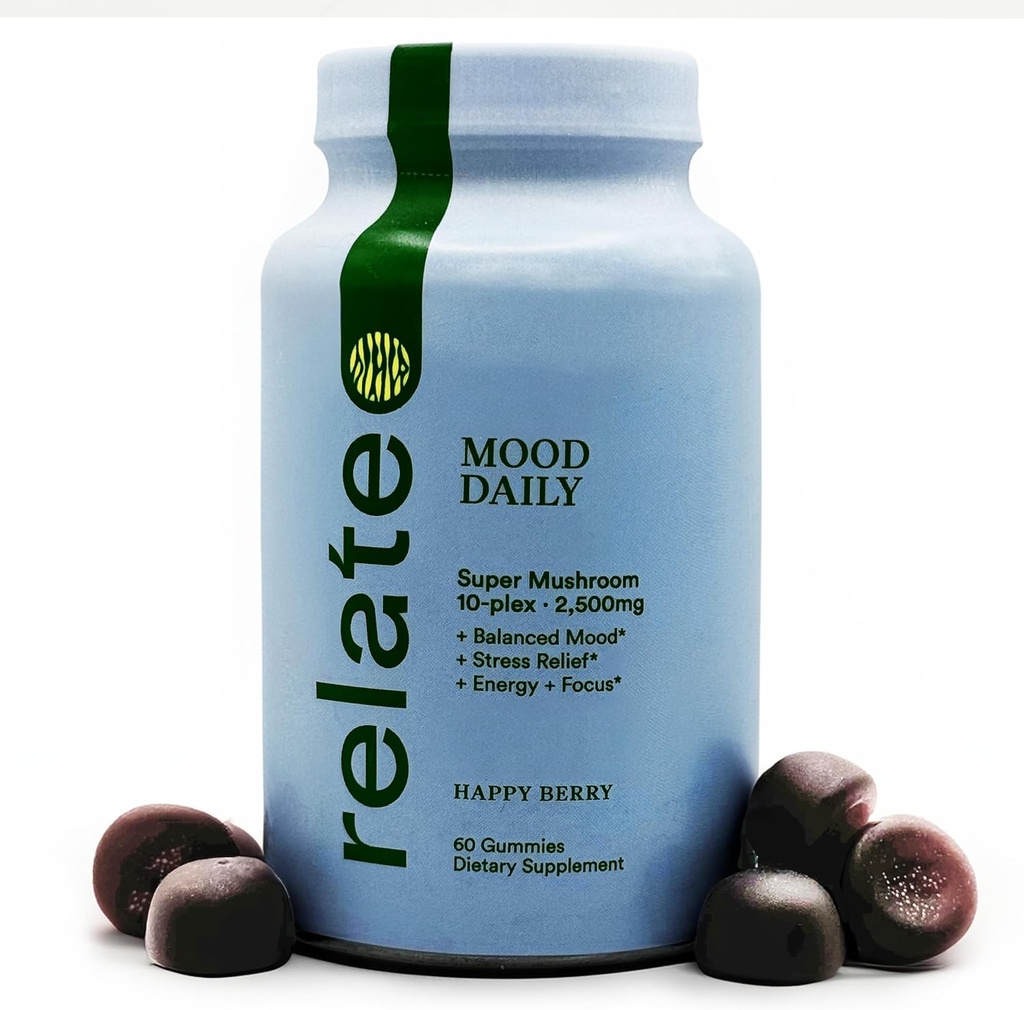 Mood Daily Happy Berry Gummies - Super Mushroom Complex för balanserad humör och kognitivt stöd - 60 greve