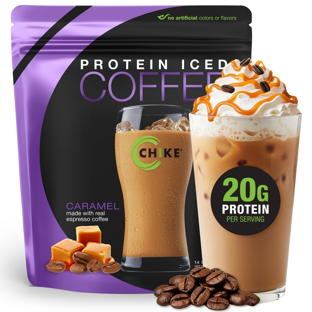 Chike Caramel High Protein Iced Coffee, 20 G Protein, 2 Shots Espresso, 1 G Sugar, Keto Friendly och Gluten Free, 14 portioner (14.3 Ounce)