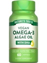 Naturens Sanning Vegan Omega 3 Softgels | 60 greve | Algoljeformel med DHA | Icke-GMO & Gluten fri tillägg