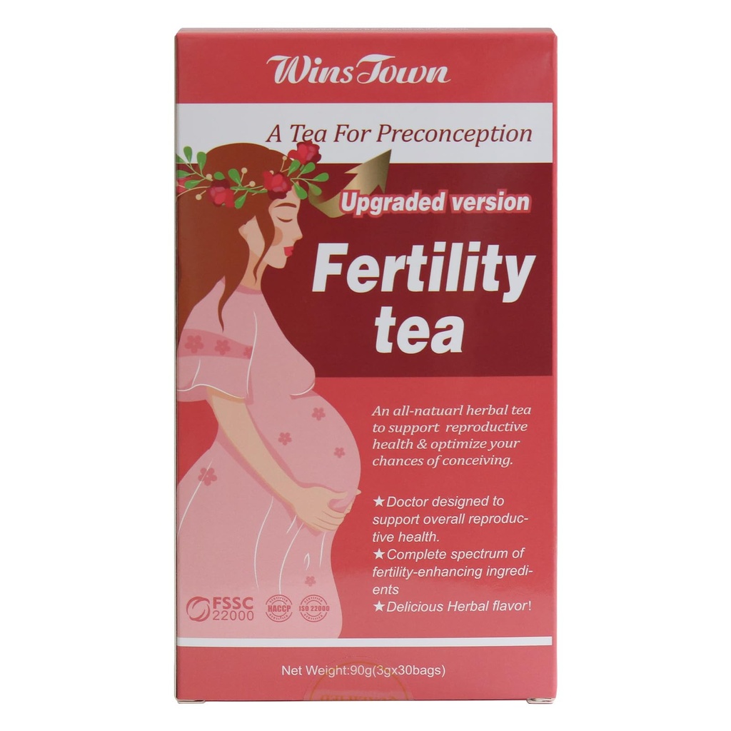 Wins Town Fertility Tea for Women, 30 Tea Bags | Preconception Herbal Beverage, Supports Ovulation, Hormone Balance & Reproductive