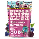 SuperMush Sleep Gummies för vuxna - Mushroom Supplement med Magnesium Citrate, L-Theanine, Chaga, Reishi & Chamomile för djup sömn, REM & Detox - Vegan & Sugar-Free - 60 Gummies (30 portioner)