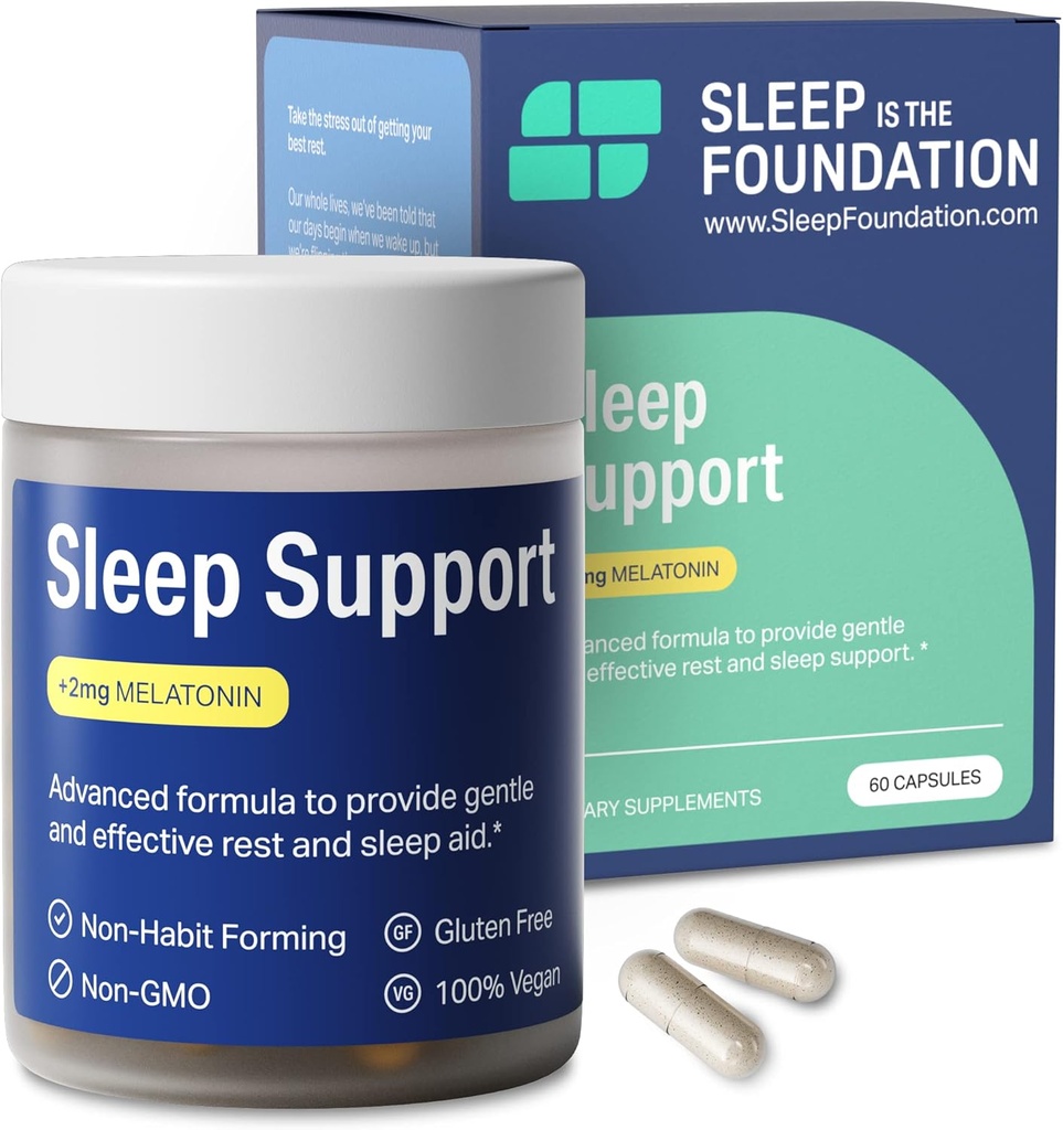 Sömnhjälp med 2mg Melatonin - sovande piller med GABA, L-Theanine & Chamomile - Icke-Habit Forming Sleep Supplement, 60 kapslar