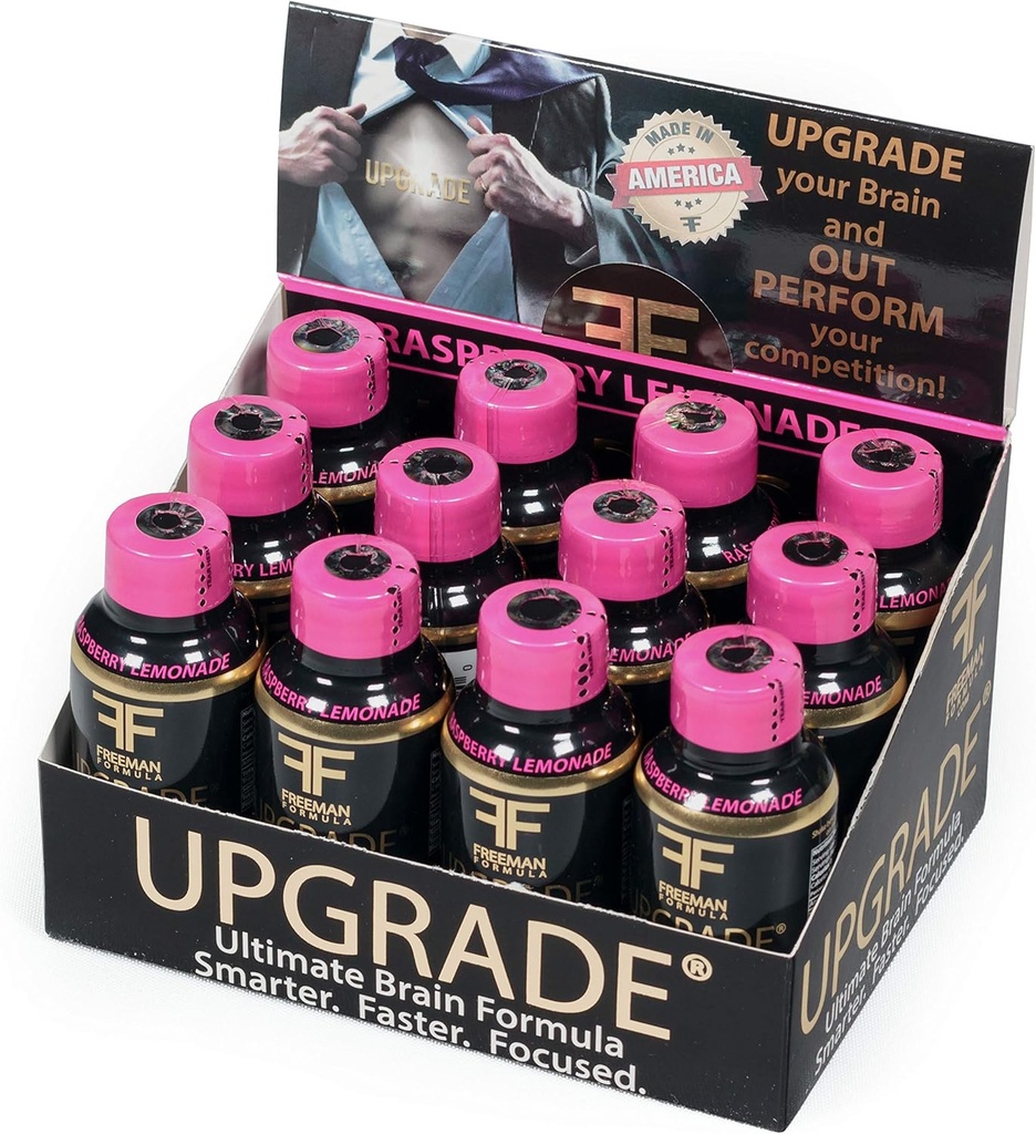 Uppgradera Brain Supplement - Förbättrar minne, koncentration, Focus & Clarity - Proprietary Blend of AAKG med Beta Alanine, Alpha GPC, Green Tea & Ginkgo Biloba-2 Fl oz (12 Pack)