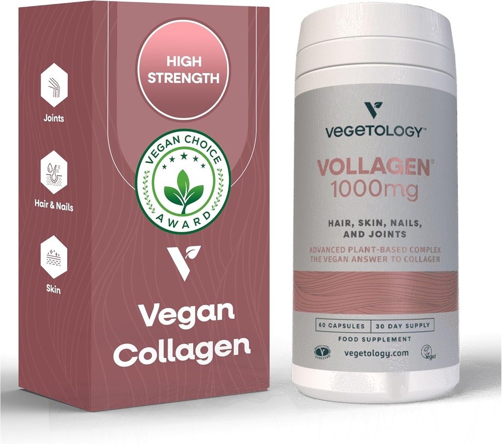 Vollagen Plant Based Complex - Plant Based Protein Alternative till Collagen - Amazing Hair Skin Nails Supplement - Levererar ett komplex av aminosyror (1000 mg - 60 tabletter)
