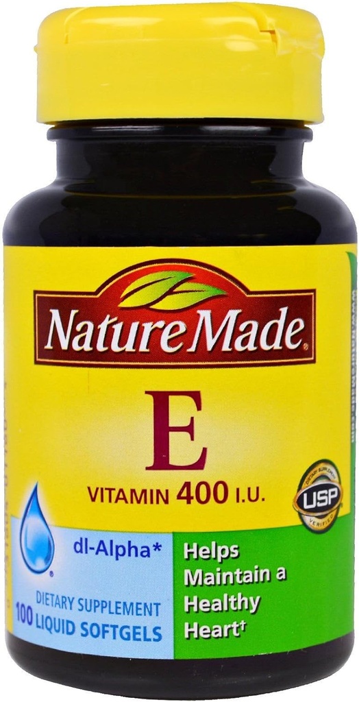Nature Made Vitamin E 180 mg (400 IE) dl-Alpha, Kosttillskott för antioxidantstöd, 100 Softgels (Pack of 3)
