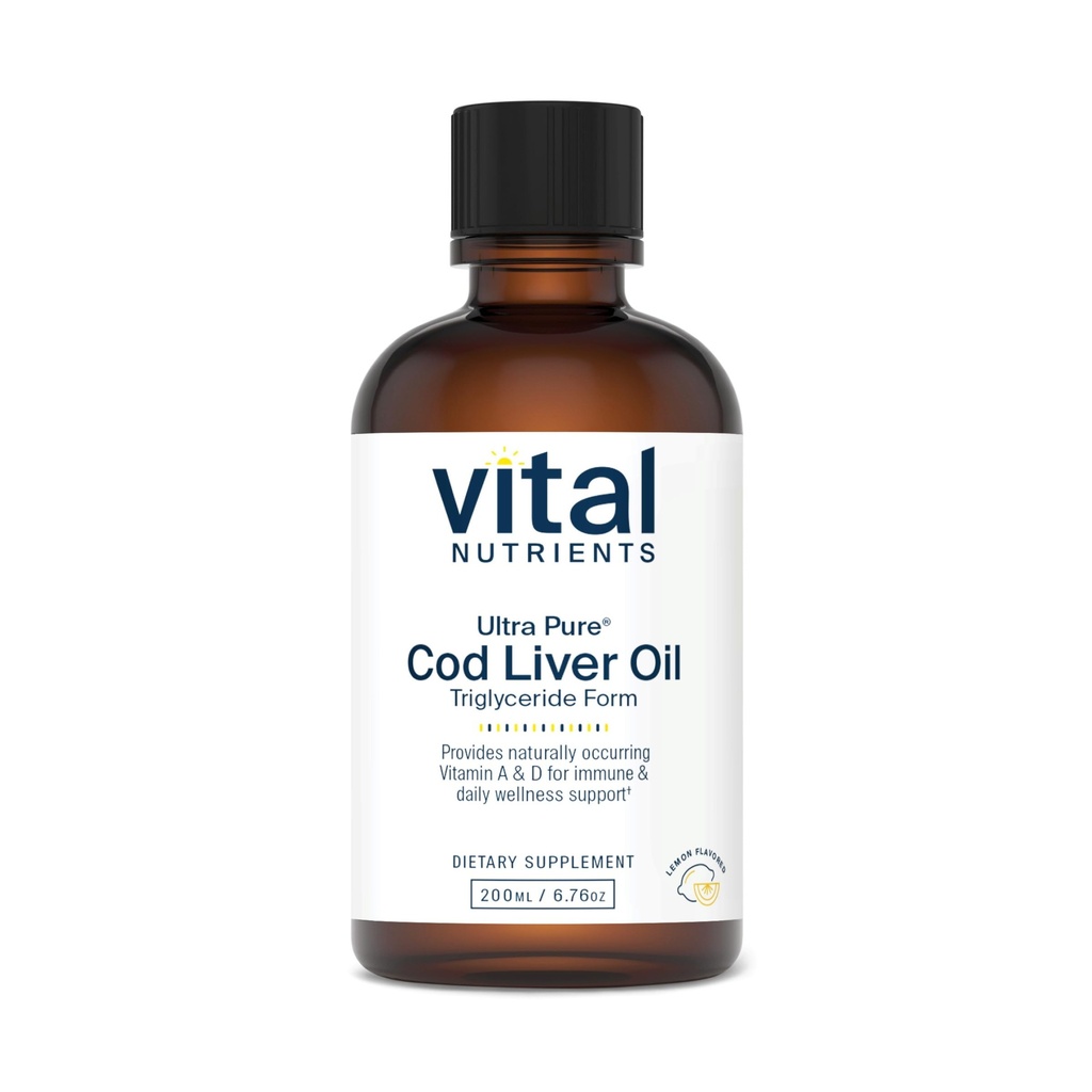 Vital Nutrients - Ultra Pure Cod Liver Oil 1025 (Pharmaceutical Grade) - 100% ren norsk torskleverolja - 200 ml per flaska