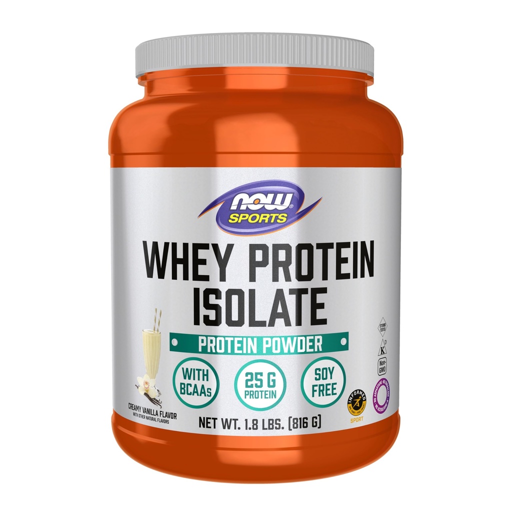NOW Foods Sports Nutrition, Whey Protein Isolate, 25 G med BCAA, Creamy Vanilla Powder, 1,8 pund