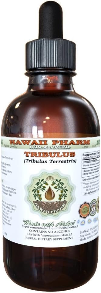 Tribulus Alcohol-Free Liquid Extract, Tribulus (Tribulus Terrestris) Torkade frukt Glycerit Natural Herbal Supplement, Hawaii Pharm, USA 2 fl.oz