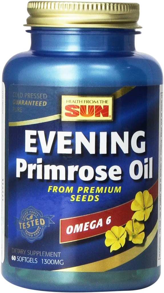 Hälsa från Sun Evening Primrose Oil 1300 Mg, 60-Räkna (Pack of 2)