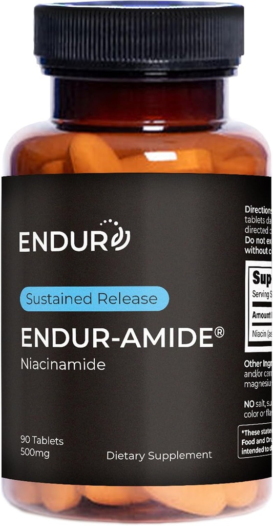 ENDUR-Amide Supplement, hjälper till att stödja hälsosamt åldrande och cellulärt välbefinnande, hjälper till att upprätthålla hud och hel kroppshälsa, glutenfri, 500 mg (90 tabletter)