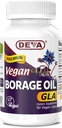 Deva Vegan Vitamins, Borage Oil 500mg, Rich Source of Omega-6 Fatty Acid GLA (Gamma linolenic Acid), Cold-Pressed & Unrefined, 90 tabletter, 1-Pack