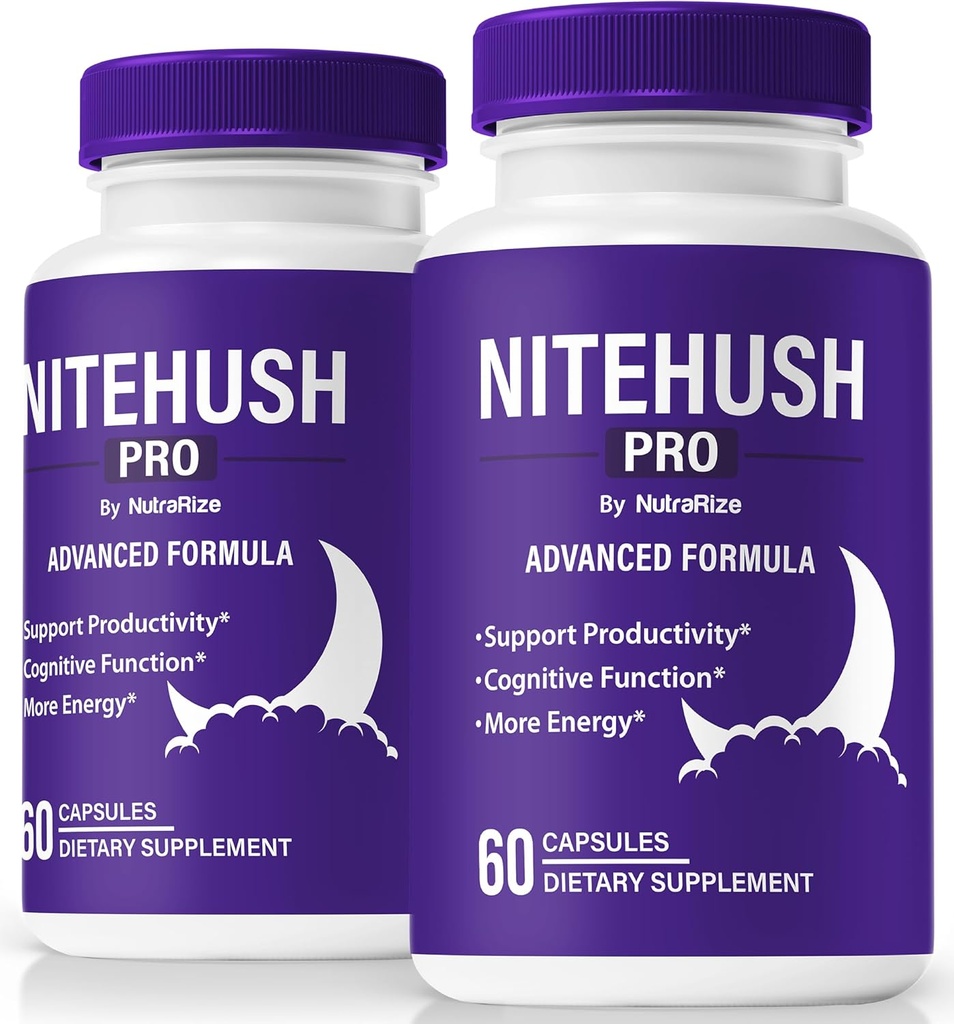 (2 Pack) Nite Hush Pro Capsules-Lås upp din fulla potential med NiteHush Pro Formel - Premium Support för fokus, koncentration och balanserad hälsa, Officiell NiteHushPro Pills Review (120 kapslar)