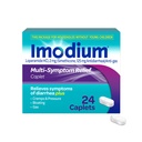 Imodium Multi-Symptom Relief Caplets med Loperamide Hydrochloride & Simethicone, Anti-Diarrheal Medicine för behandling av Diarrhea, Gas, Bloating, Cramps & Pressure, lättare att öppna, 24 ct