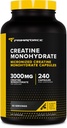 Primaforce kreatinmonohydratkapslar - 240 kapslar, 3 000 mg per servering, glutenfri och icke-GMO