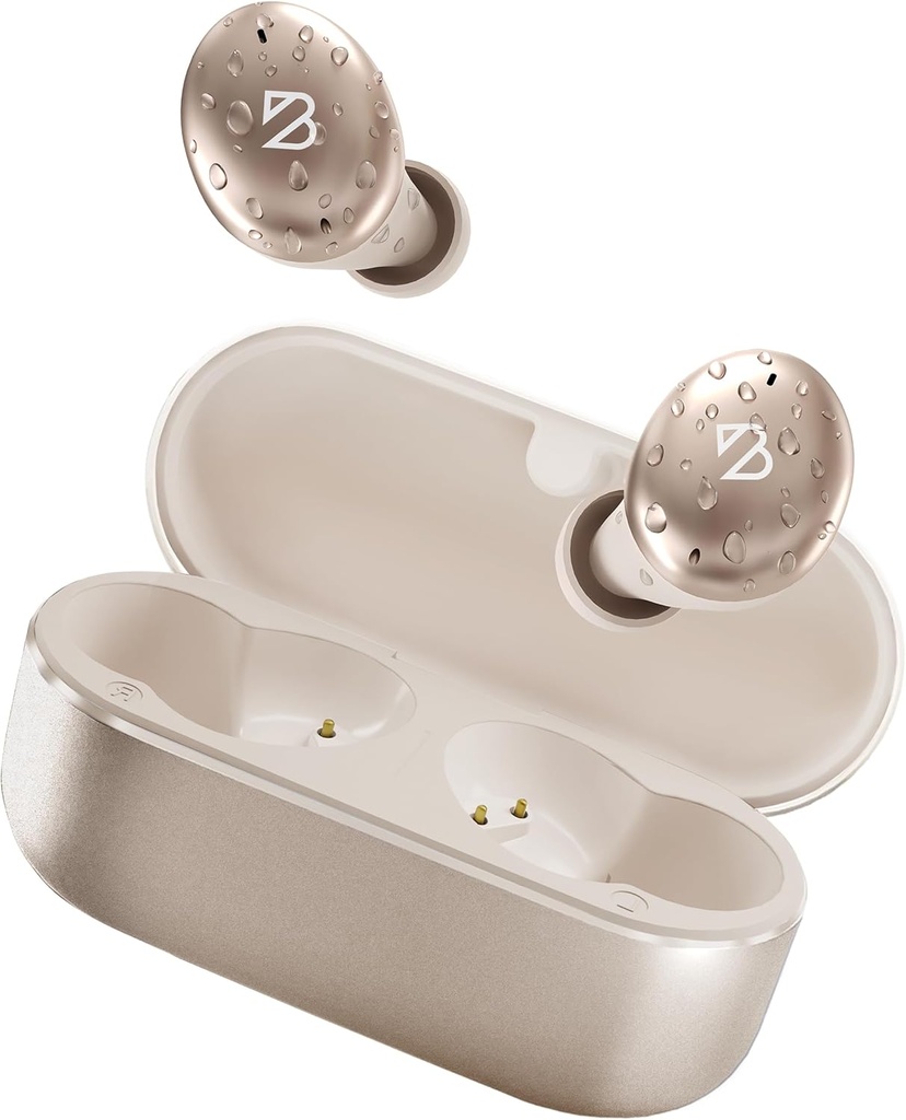 Back Bay Audio Tempo 30 trådlösa öronproppar för små öron - prisvinnande ljud, svettsäkra Bluetooth öronproppar, bekväma öronbuds för kvinnor, guld hörlurar små öronkanaler, lång batteri hörlurar