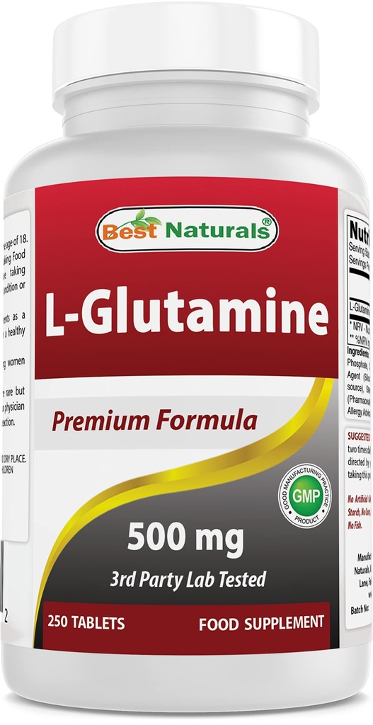 Bästa naturliga L-Glutamin 500 mg 250 tabletter