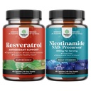 Bundle of Youthful Trans Resveratrol Supplement med AMPK-aktivator för cellulär hälsa och vitalitet och vitamin B3 Niacinamide Mitochondrial Energy & Potent Skin - Niacin Flush Free Nicotinamide 500mg