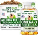 Allergy Relief + Omega 3 Bundle - Anti-Itch Skin & Coat Supplement + Skin Allergy - Omega 3 Fish Oil + EPA & DHA Fatty Acids - Itching & Paw Licking + Joint Health - 180 Chews + 180 Softgels - Tillverkad i USA