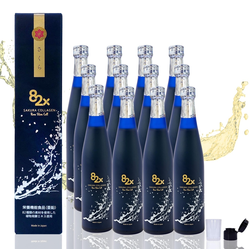 82X Stem Cell Collagen - Marine Collagen Peptides Liquid Drink for Skin Hair Nails från Japan med 82 Fermenterade växter, vitaminer, mineraler och tillskott Pack 12