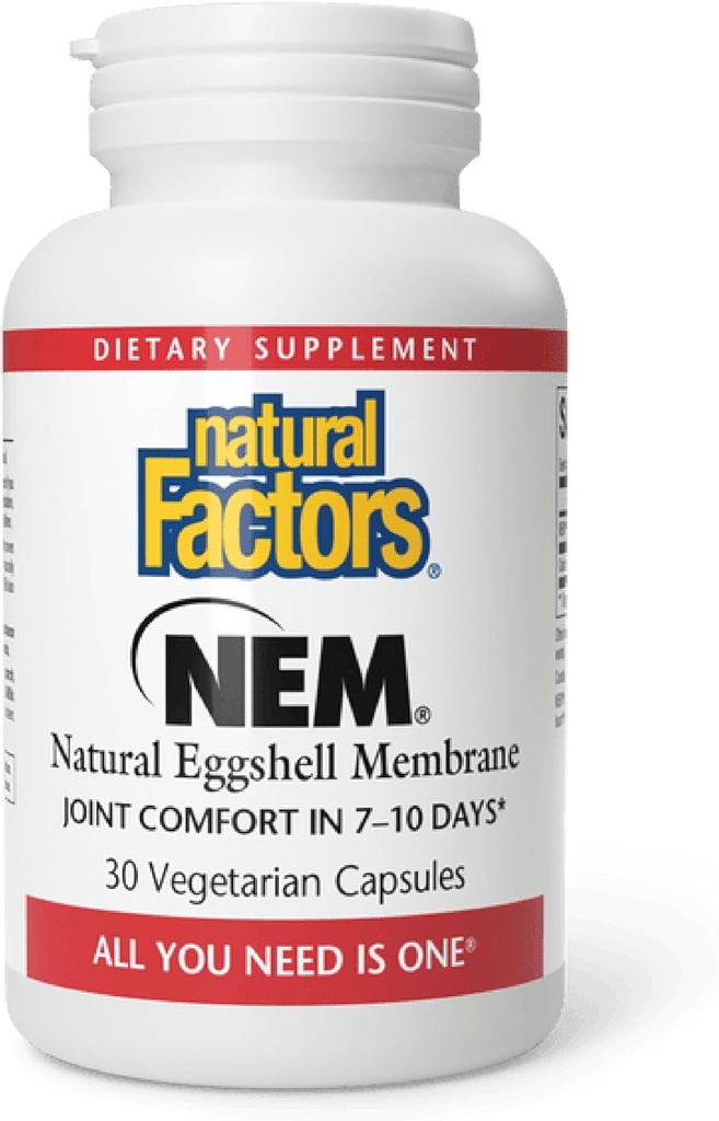 Naturliga faktorer, NEM Natural Eggshell Membrane, främjar gemensam komfort och flexibilitet, 30 kapslar