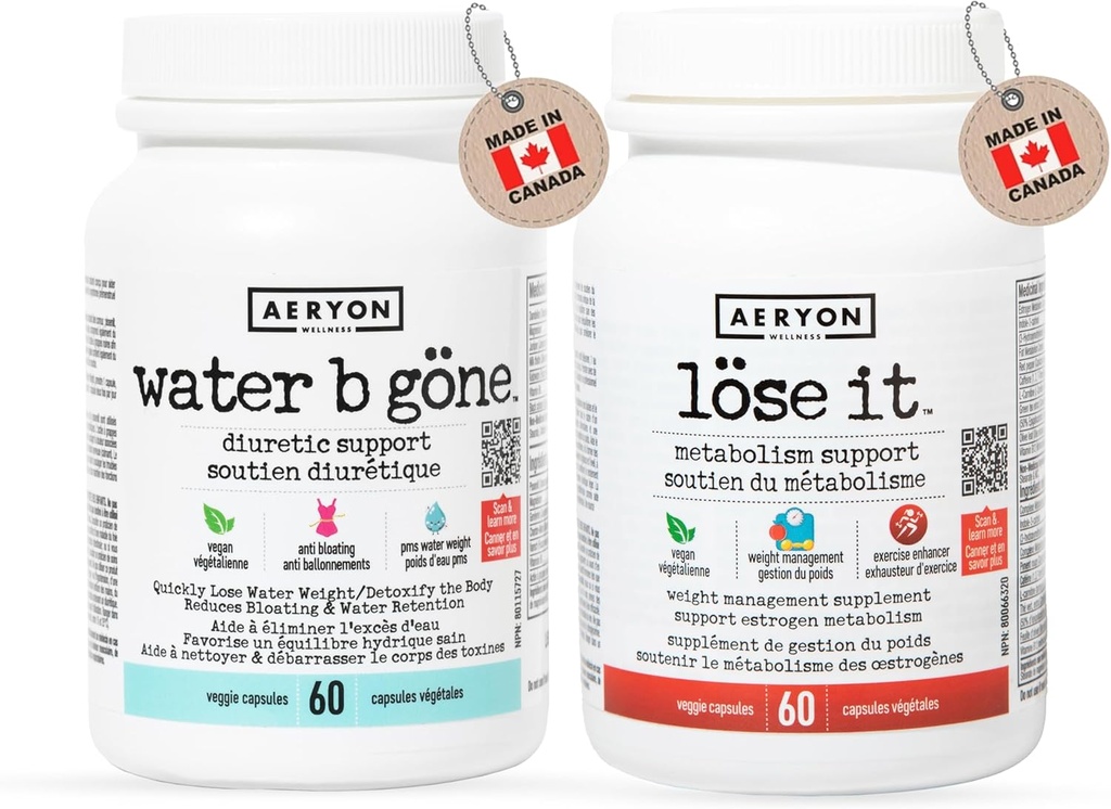 Vatten B Gone [20 dagars leverans] och förlora det [30 dagars leverans] - Värdepaket - Diuretic Pills för kvinnor - Minska vattenretention och uppblåsthet - Hitta PMS Relief - 60 Vegan kapslar