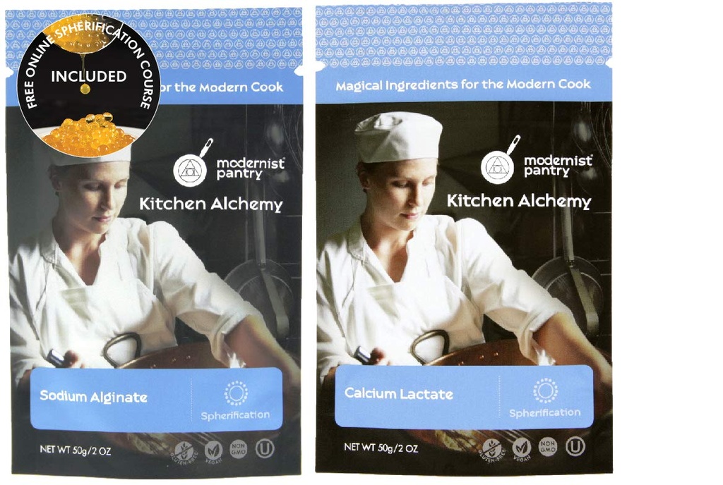 Natriumalginat + Kalciumlaktatvärdepaket ★ Non-GMO Vegan OU Kosher Certified - 100g / 4oz (Bundle med 2 objekt)
