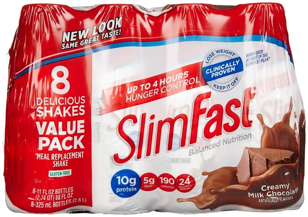 SlimFast Advanced Nutrition Creamy Milk Chocolate - Meal Replacement - 20g Protein 8 Count (paket 3) Totalt 24 11OZ Flaskor