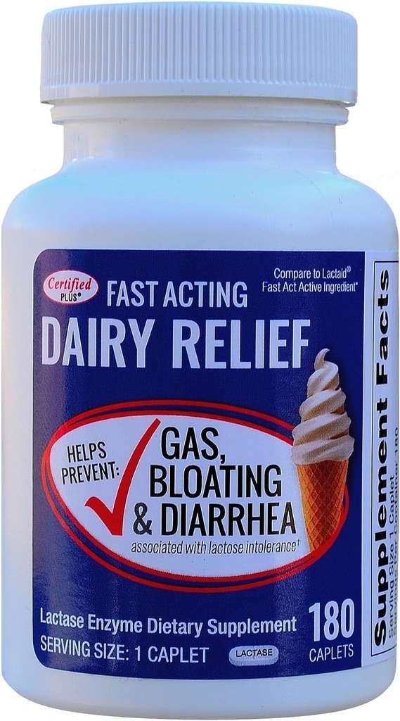 Fast Acting Lactase 180 Caplets Generic Lactase Fast Act 9000 FCC-enheter per Caplet