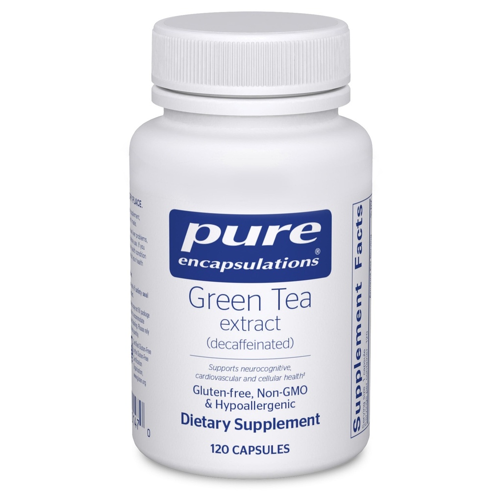 Rena inkapslingar Green Tea Extract (Decaffeinated) | Hypoallergen Antioxidant stöd för alla celler i kroppen * 120 kapslar