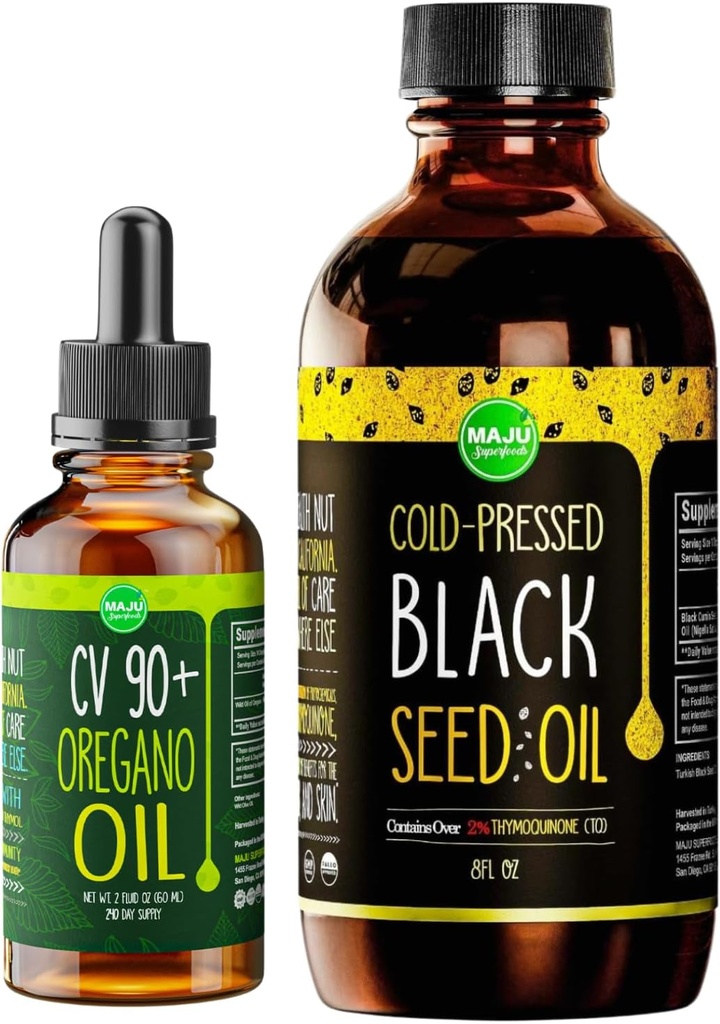 Maju Superfoods Oregano och Black Seed Oil Bundle