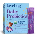 LOVEBUG Probiotics for Babies - Organic Baby Probiotics 6-12 månader för Baby Immune Support, Gas, Colic, Diarrhea & Infant Constipation Relief Sugar-Free, Tasteless Powder, 30 Pack