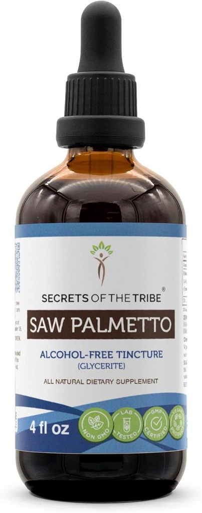 Saw Palmetto Tincture Alcohol-Free Liquid Extract, Saw Palmetto (Serenoa Repens) Torkade Berry (4 FL OZ)