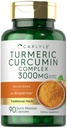 Carlyle Turmeric Curcumin med Black Pepper 3000mg | 90 Powder Capsules | Komplex Supplement med Bioperine | Non-GMO, Gluten Free