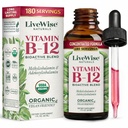 LiveWise Naturals B12 Vitamin Drops Non-GMO, Organic Bioactive Blend for Energy, Clarity, Focus och Easy Absorption, Adenosylcobalamin & Methylcobalamin Supplement, Vegan, Gluten-Free, Dairy-Free