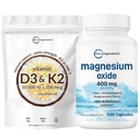 Micro Ingredients Vitamin D3 10,000iu + K2 200mcg Coconut Oil Softgels & Magnesium Oxide 400mg Bundle Pack | Essential Sunshine Vitamins | Elemental Form för Max Concentration