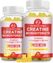 Creatine Gummy, 3g of Creatine Monohydrate per Serving, Sugar Free Creatine Monohydrate Gummy for Muscle Growth and Strength with 0.5g Collagen, 0.2g BCAA, 60 Servings, Pineapple Flavor, 2 Pack